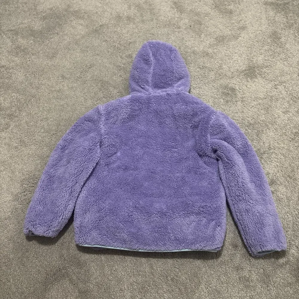 Eddie Bauer Kids Ombre Puffer Jacket L (14/16) Fleece Blue Purple Reversible
